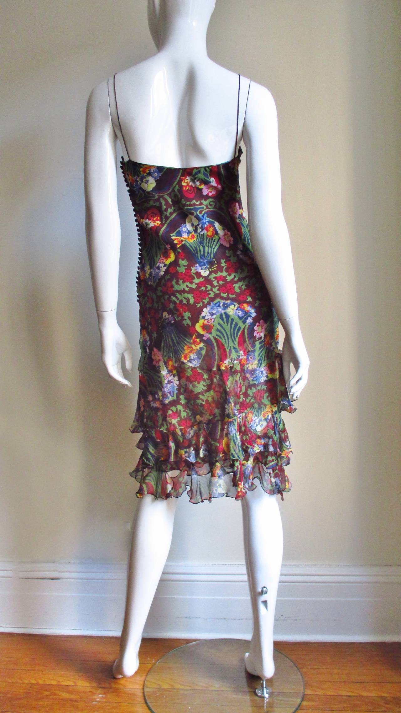  John Galliano for Christian Dior Silk Ruffle Hem Dress  For Sale 6