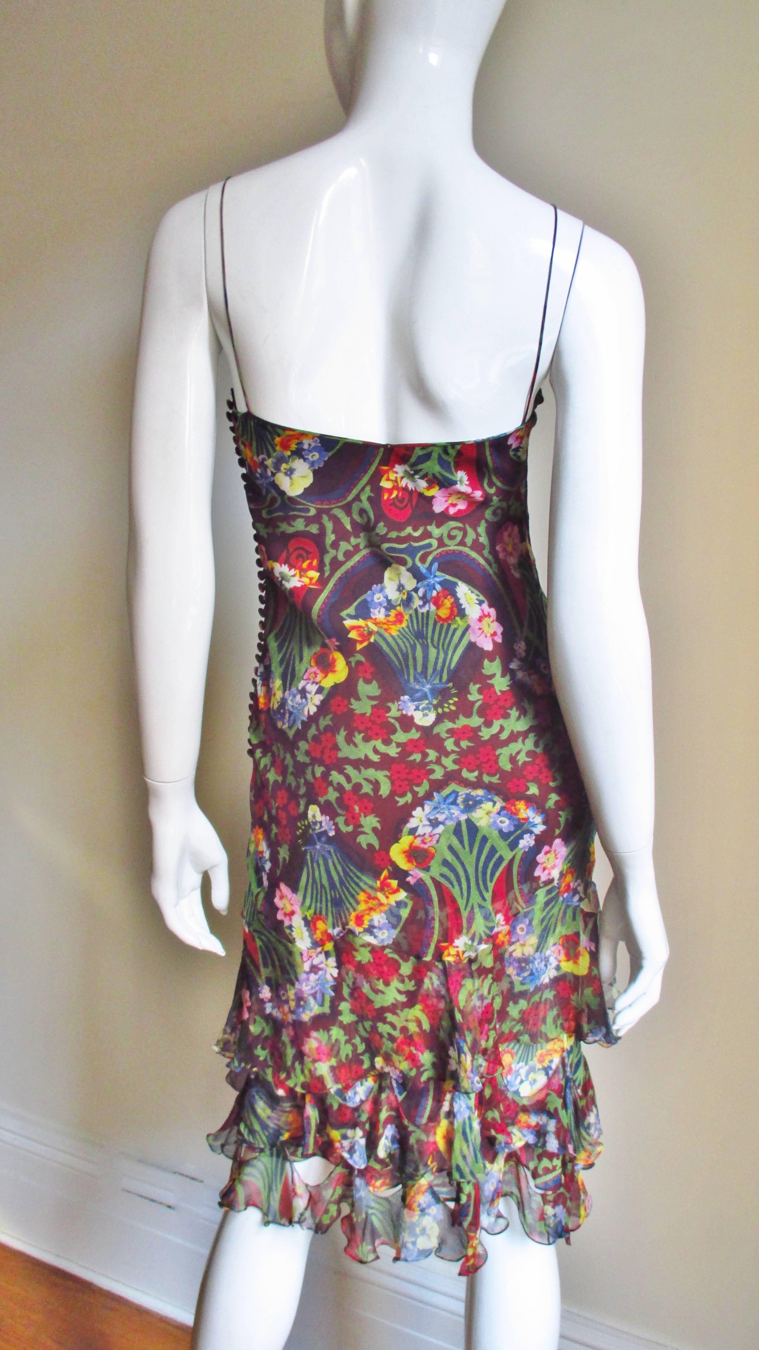  John Galliano for Christian Dior Silk Ruffle Hem Dress  For Sale 2