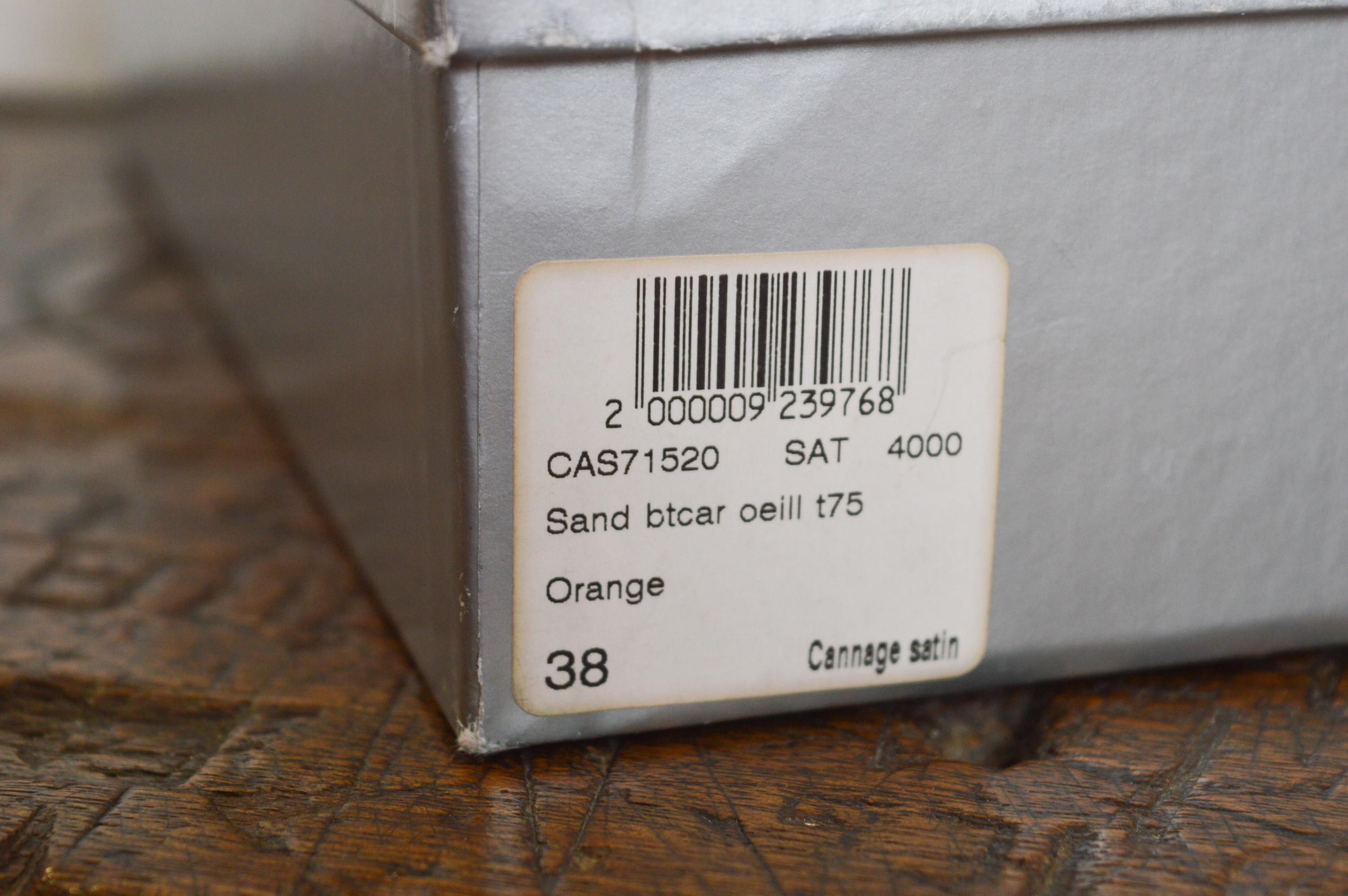 1990s Christian Dior Tangerine Satin Jewel tone Orange Cannage Sling back For Sale 14