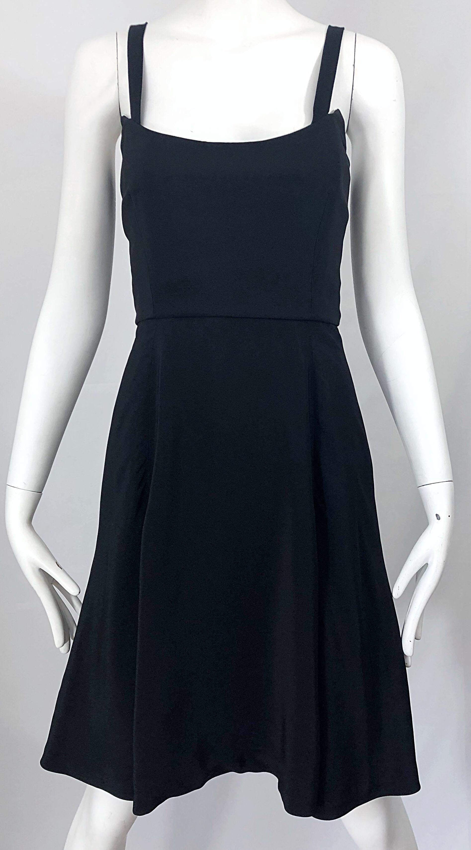 1990s Christian Lacroix Avant Garde Size 36 2 /4 Vintage Black 90s Skater Dress For Sale 2