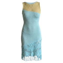 1990s Christian Lacroix Bazar Asymmetric Beachwear Crochet Fringe Dress