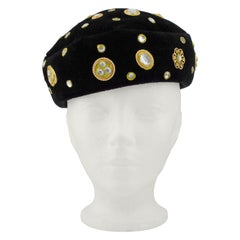 Vintage 1990s Christian Lacroix Black and Gold Beret