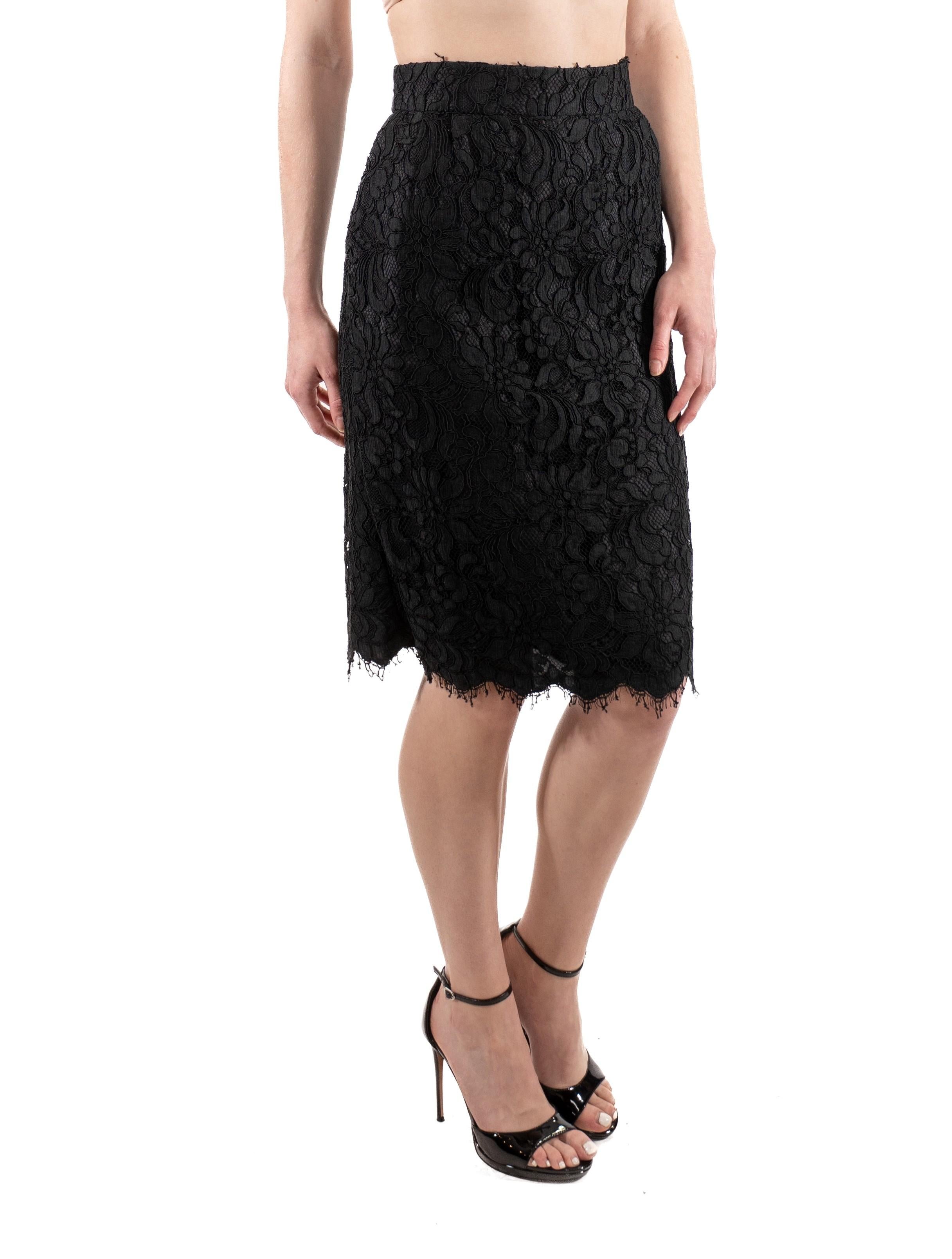 1990S Christian Lacroix Black Cotton / Rayon Couture Quality Lace Skirt For Sale 4