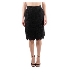1990S Christian Lacroix Black Cotton / Rayon Couture Quality Lace Skirt
