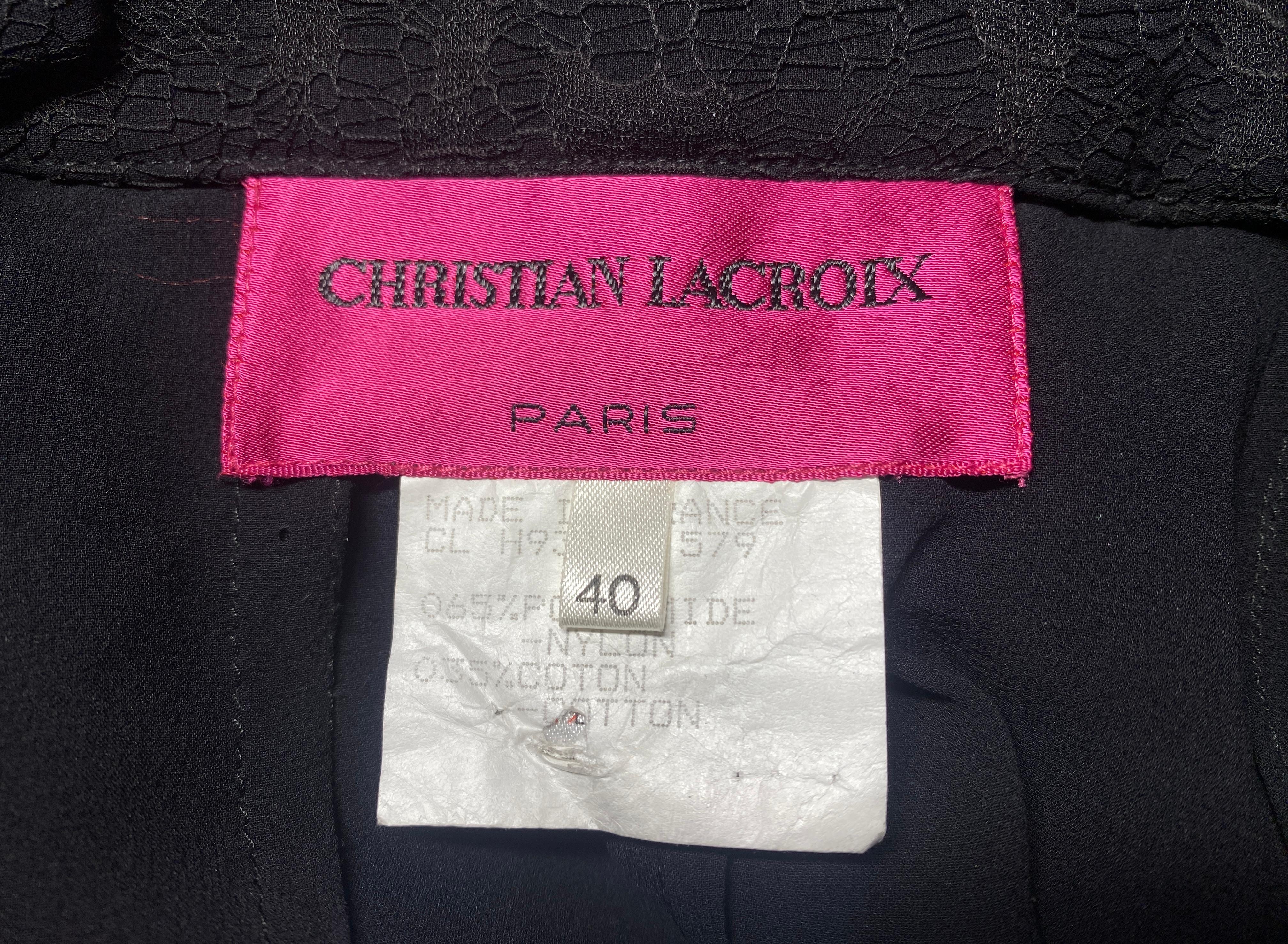1990s Christian Lacroix Black Lace and Silk Chiffon Harem Pants For Sale 2