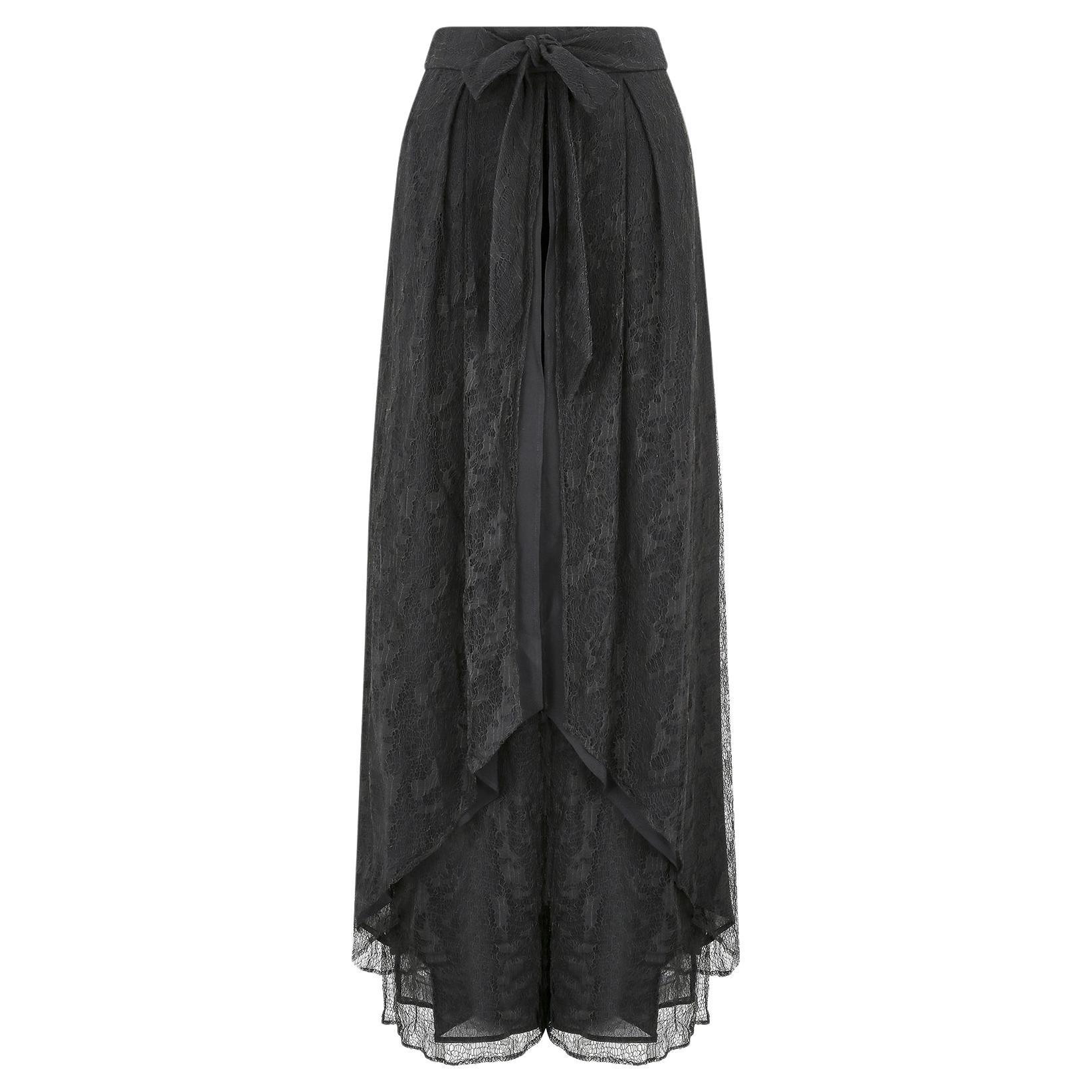 1990s Christian Lacroix Black Lace and Silk Chiffon Harem Pants For Sale