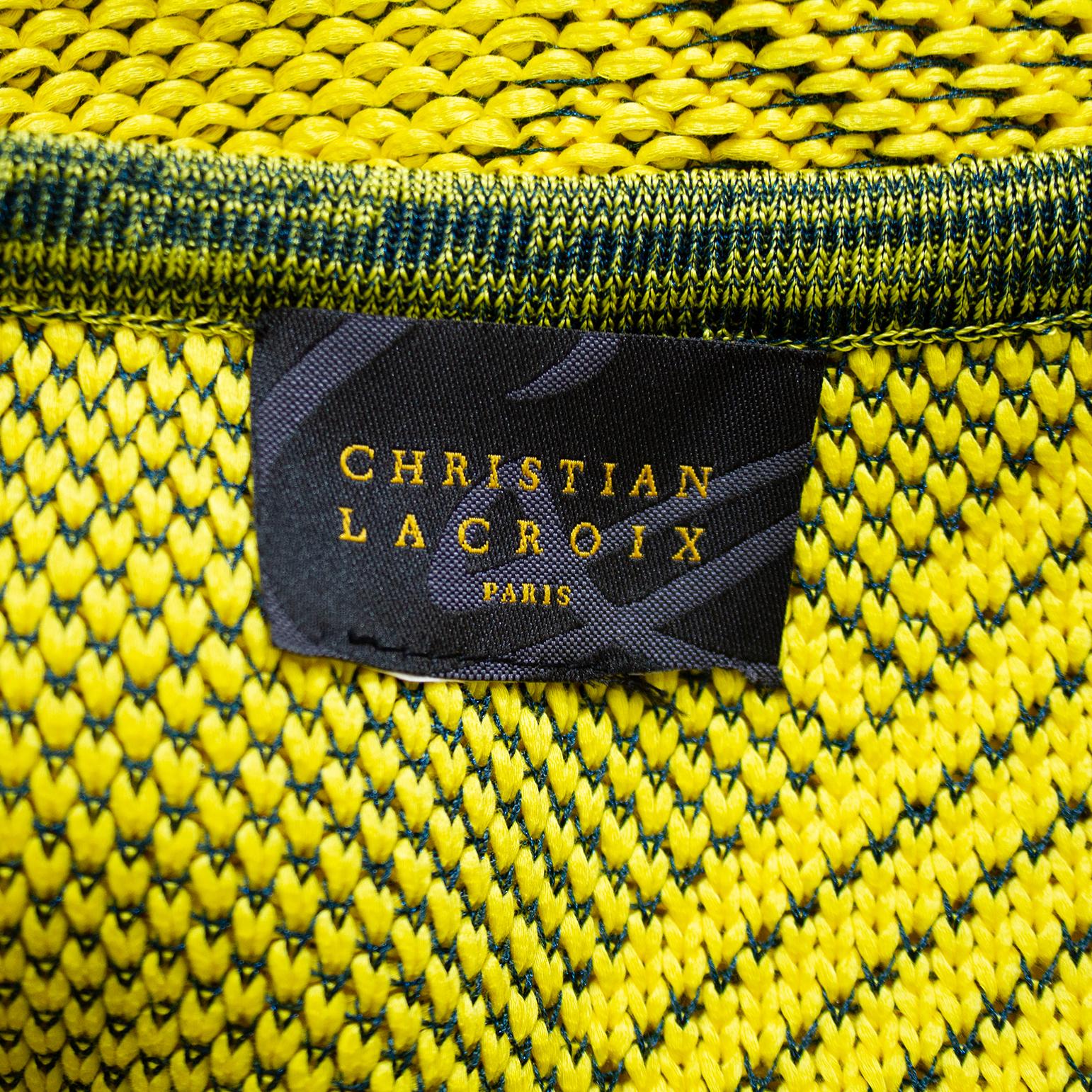 1990s Christian Lacroix Chartreuse Knit Ensemble For Sale 2
