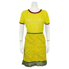 Retro 1990s Christian Lacroix Chartreuse Knit Ensemble