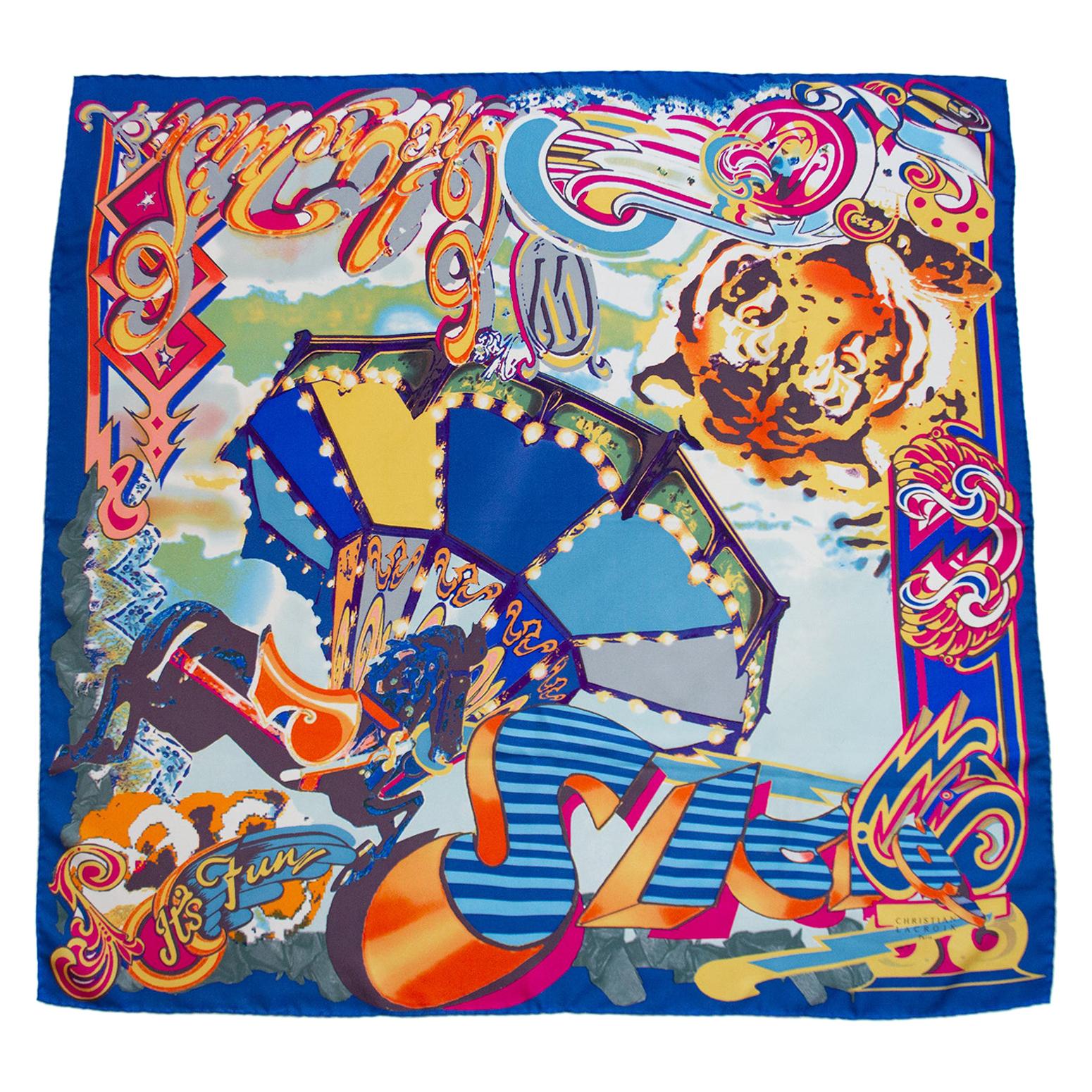 1990s Christian Lacroix Circus Print Scarf  For Sale