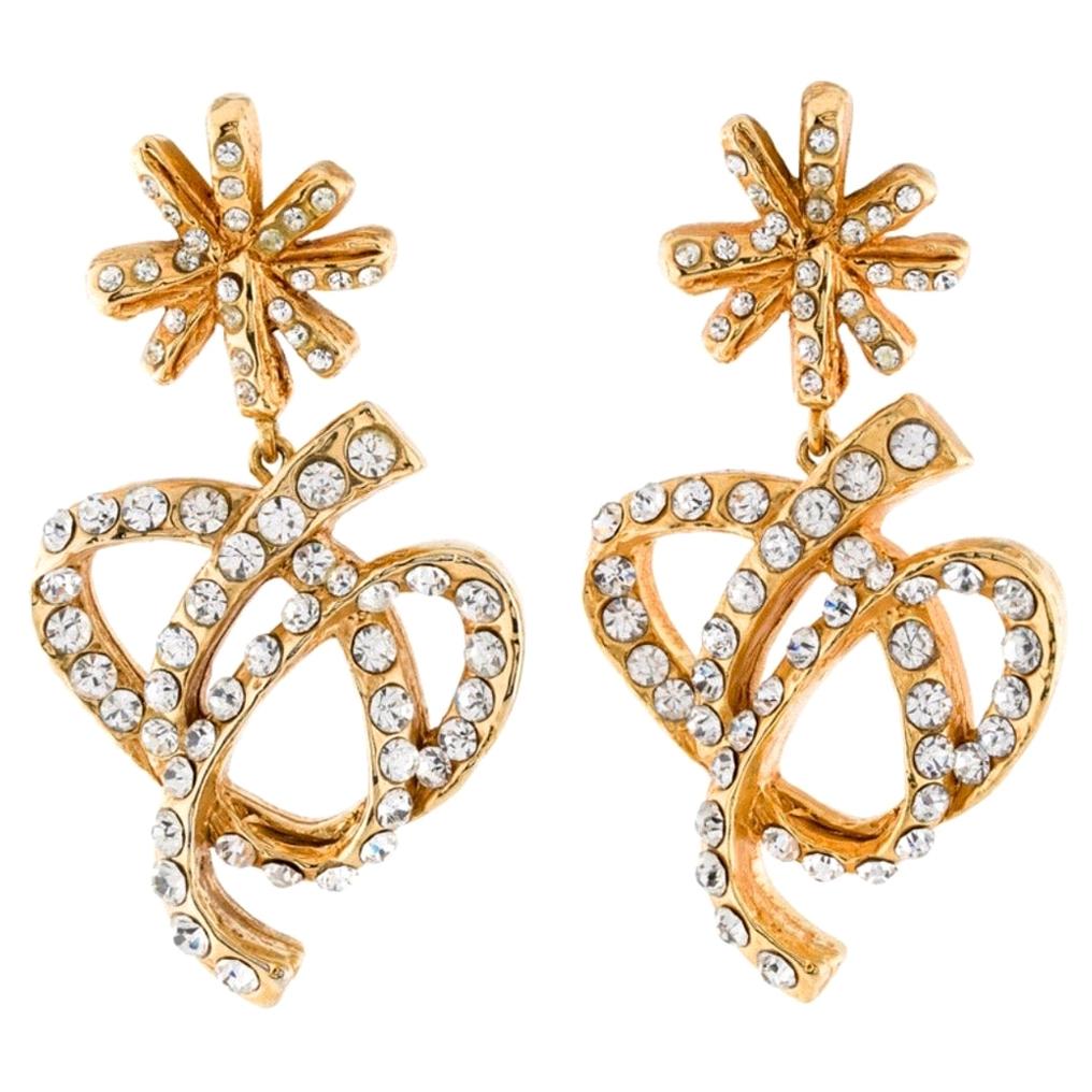 Vintage CHRISTIAN LACROIX Jewelled Cross Earrings at 1stDibs
