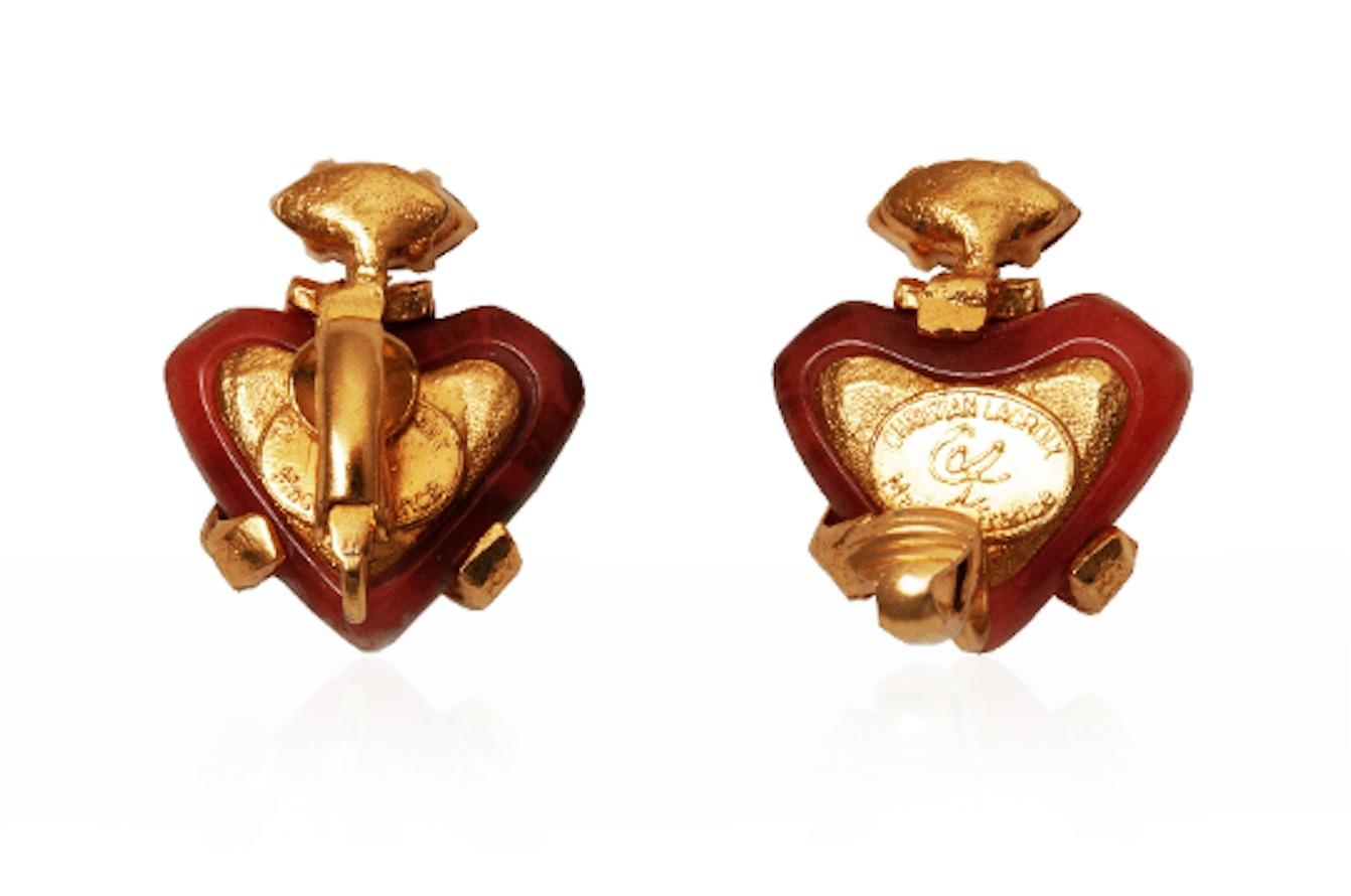 Orecchini a clip con cuore in oro di Christian Lacroix degli anni '90 In condizioni ottime in vendita a London, GB