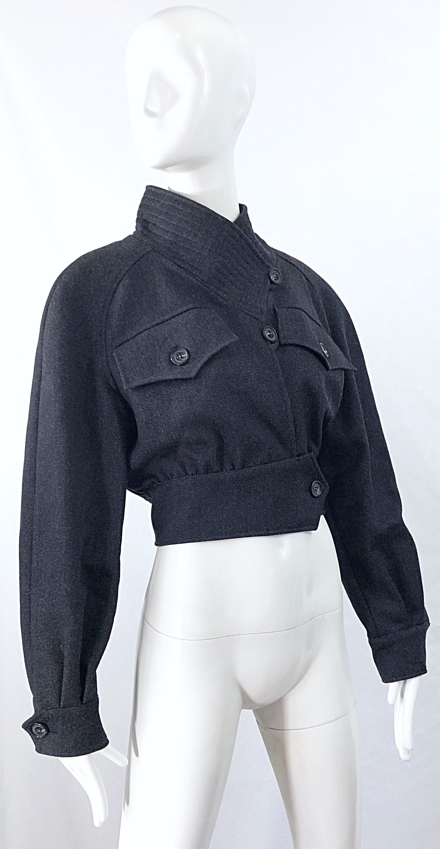 1990s Christian LaCroix Gray Size 8 Avant Garde Vintage 90s Cropped Jacket 7