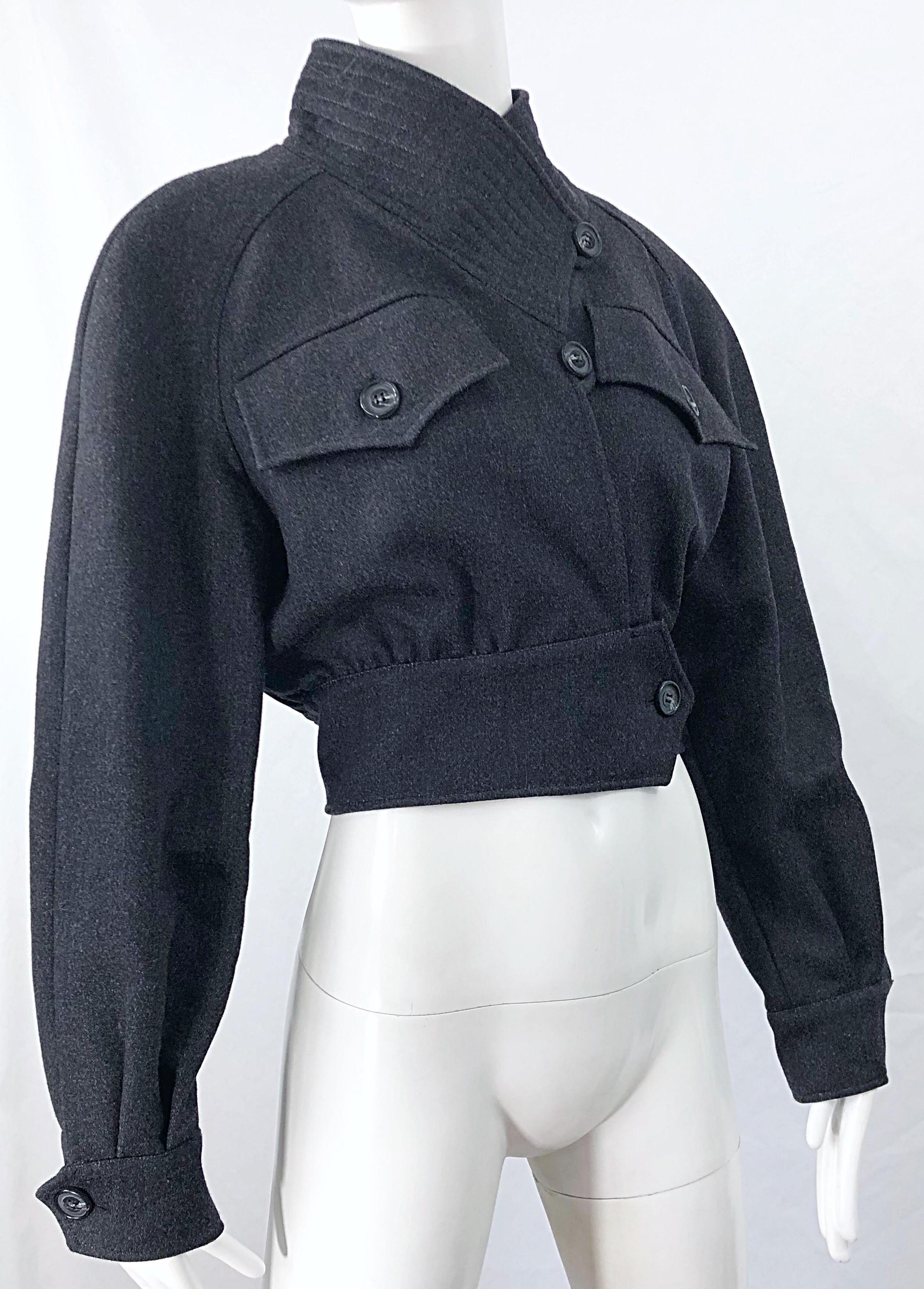 1990s Christian LaCroix Gray Size 8 Avant Garde Vintage 90s Cropped Jacket 9