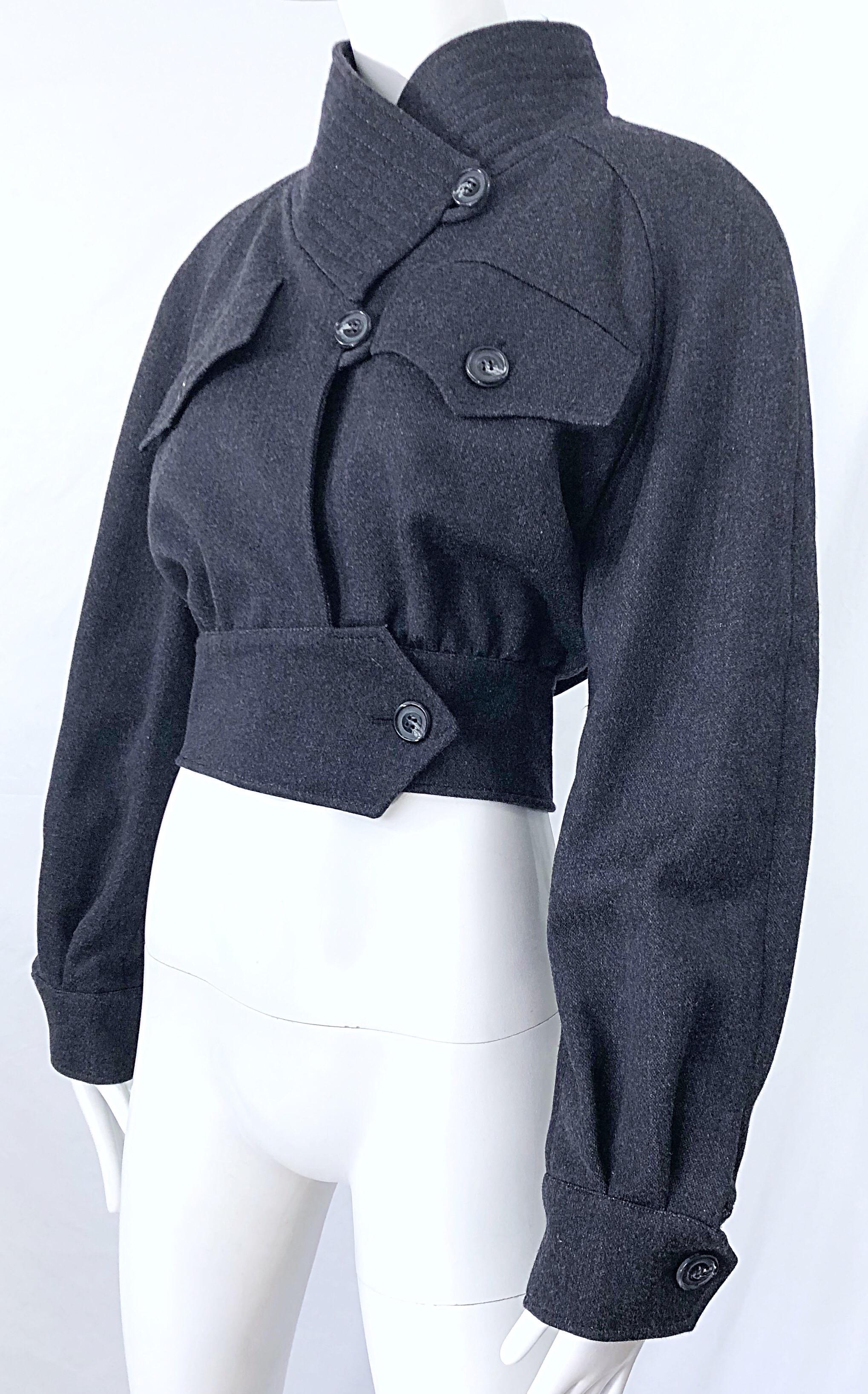 1990s Christian LaCroix Gray Size 8 Avant Garde Vintage 90s Cropped Jacket 13