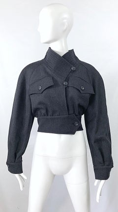 1990s Christian LaCroix Gray Size 8 Avant Garde Vintage 90s Cropped Jacket