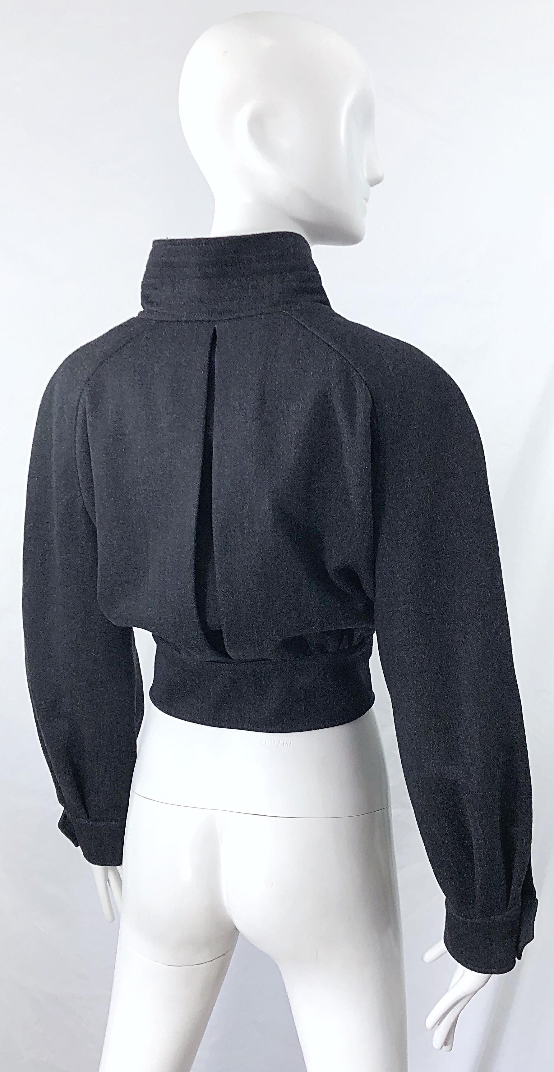1990s Christian LaCroix Gray Size 8 Avant Garde Vintage 90s Cropped Jacket 1