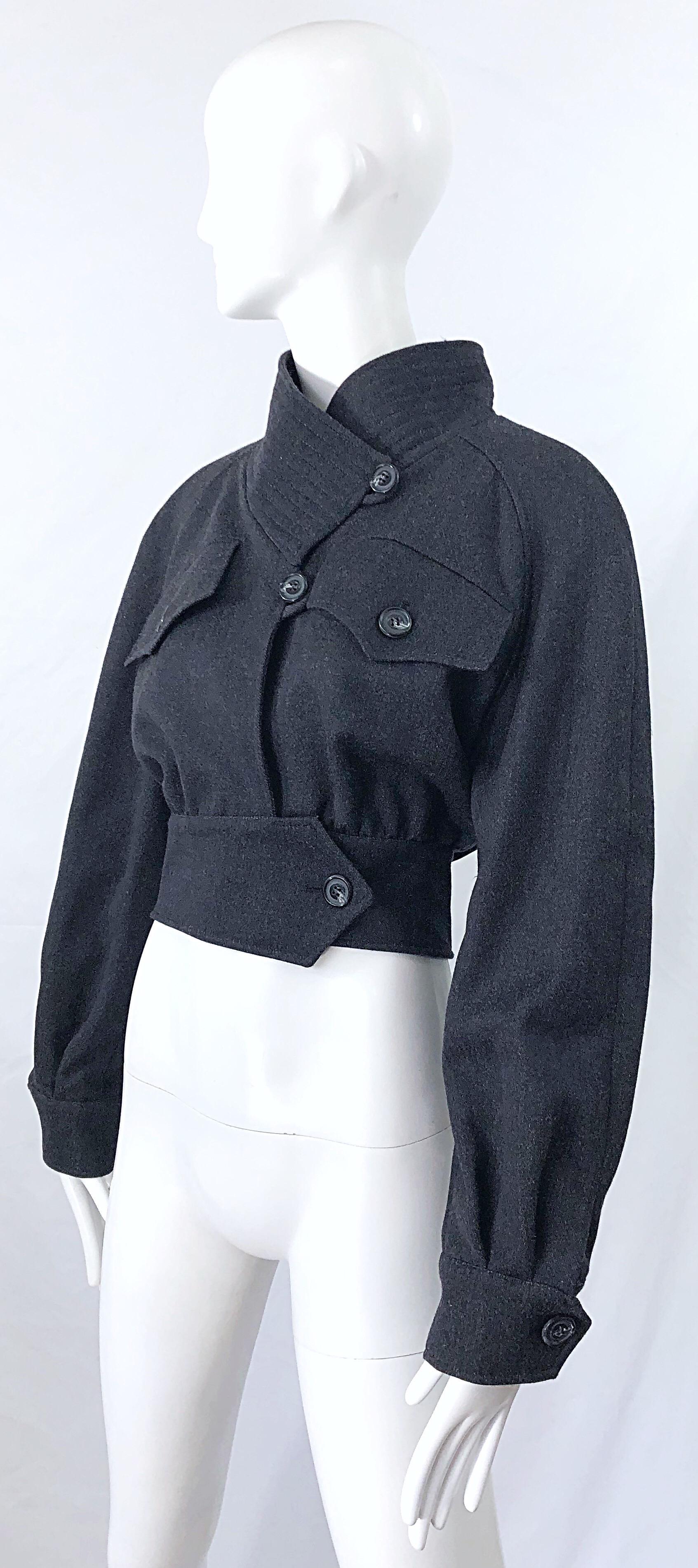 1990s Christian LaCroix Gray Size 8 Avant Garde Vintage 90s Cropped Jacket 2