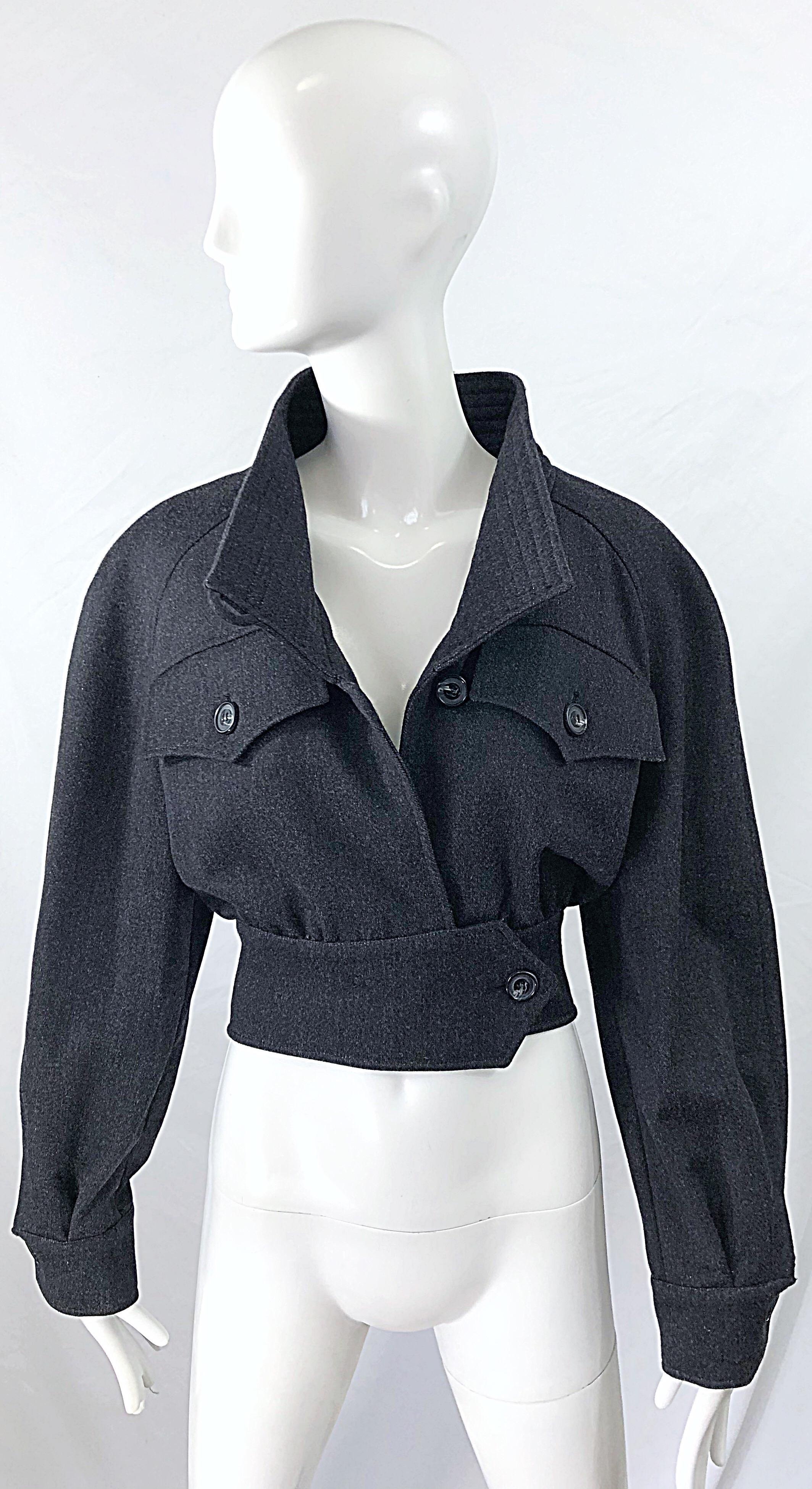 1990s Christian LaCroix Gray Size 8 Avant Garde Vintage 90s Cropped Jacket 3