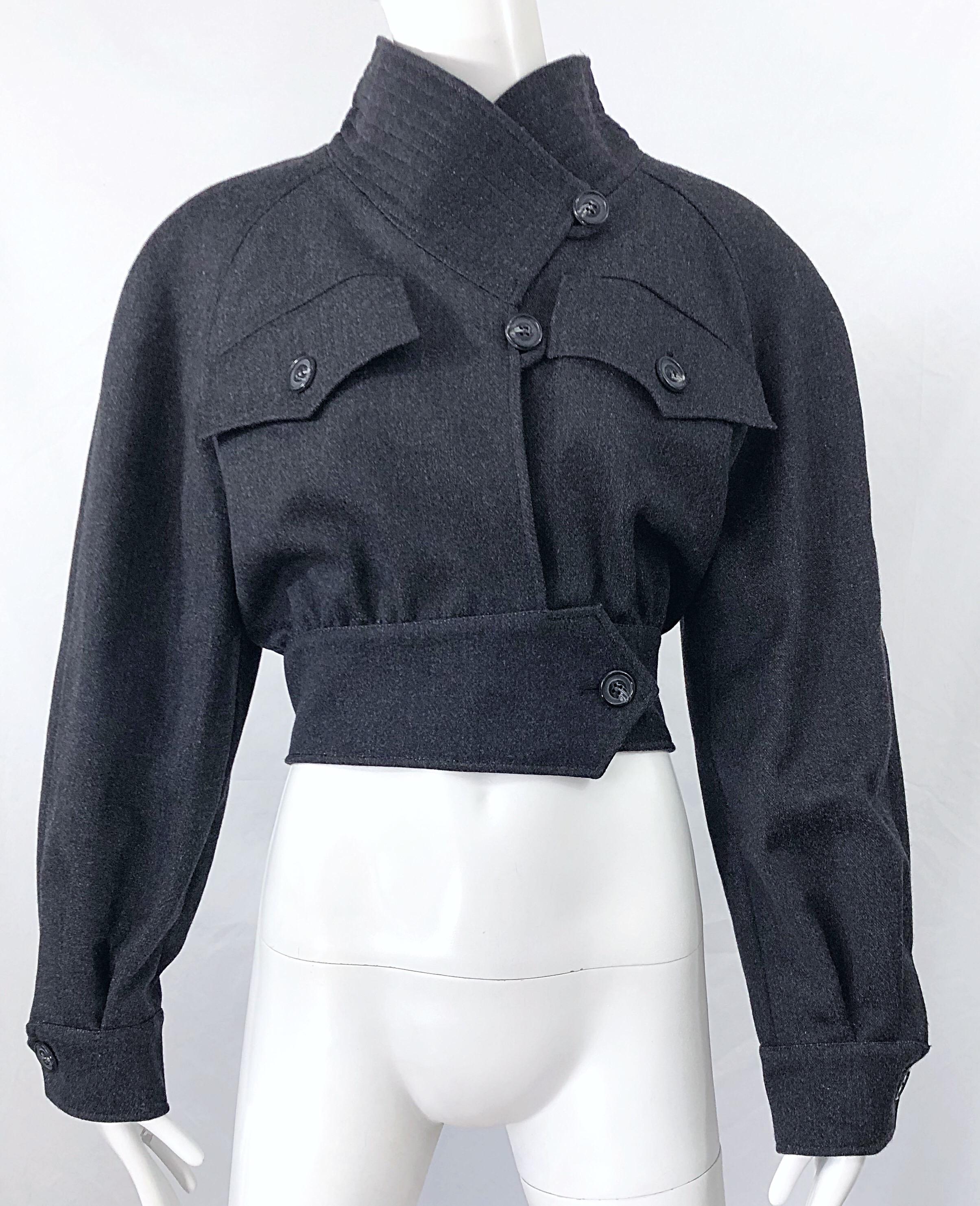 1990s Christian LaCroix Gray Size 8 Avant Garde Vintage 90s Cropped Jacket 5
