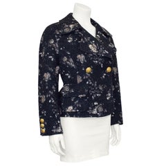 1990s Christian Lacroix Grey Wool and Mohair Floral Jacket