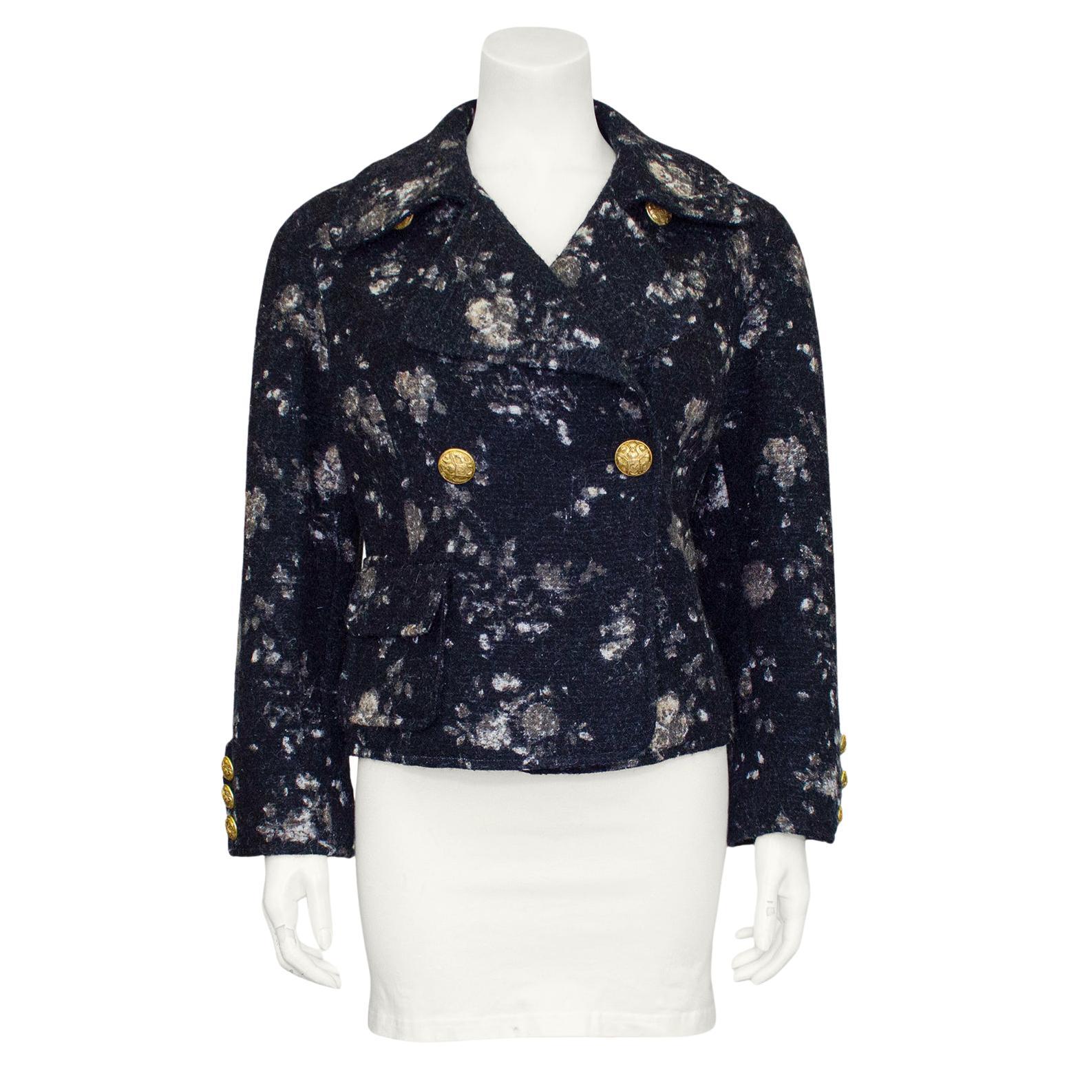 1990s Christian Lacroix Grey Wool and Mohair Floral Jacket For Sale