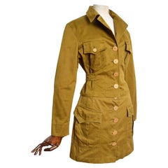 1990's Christian Lacroix Khaki Green & Gold Jacket Mini Skirt Set - 2 Piece Suit