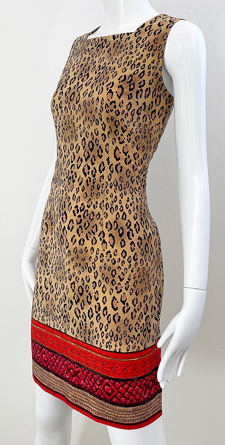 1990s Christian Lacroix Leopard Cheetah Animal Print Size 8 Vintage 90s Dress For Sale 5