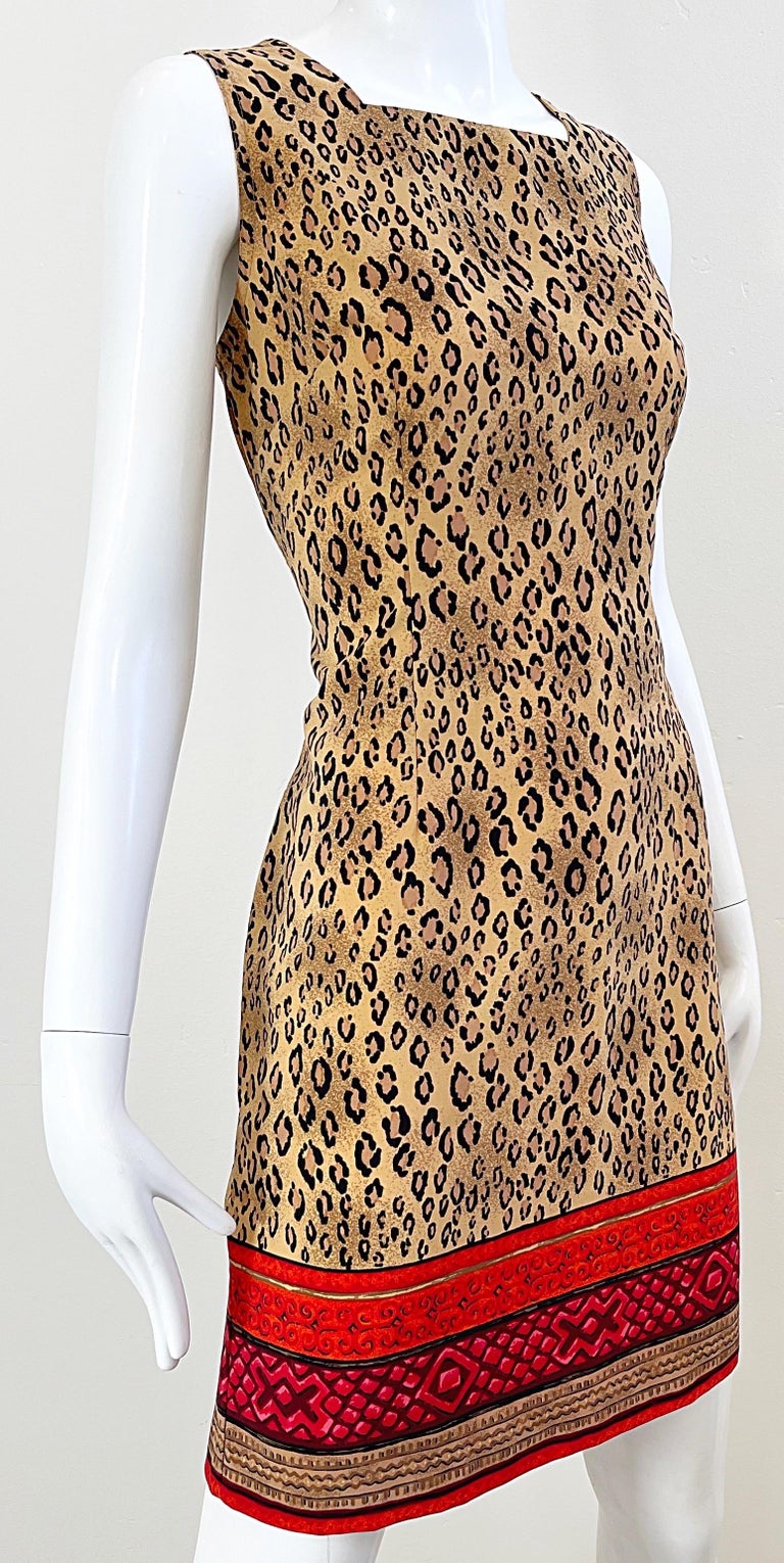 1990s Christian Lacroix Leopard Cheetah Animal Print Size 8 Vintage 90s Dress For Sale 6