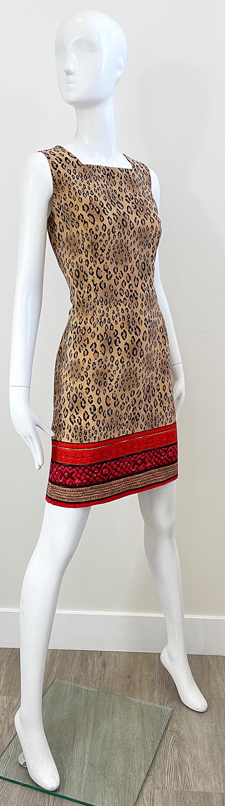 1990s Christian Lacroix Leopard Cheetah Animal Print Size 8 Vintage 90s Dress For Sale 7