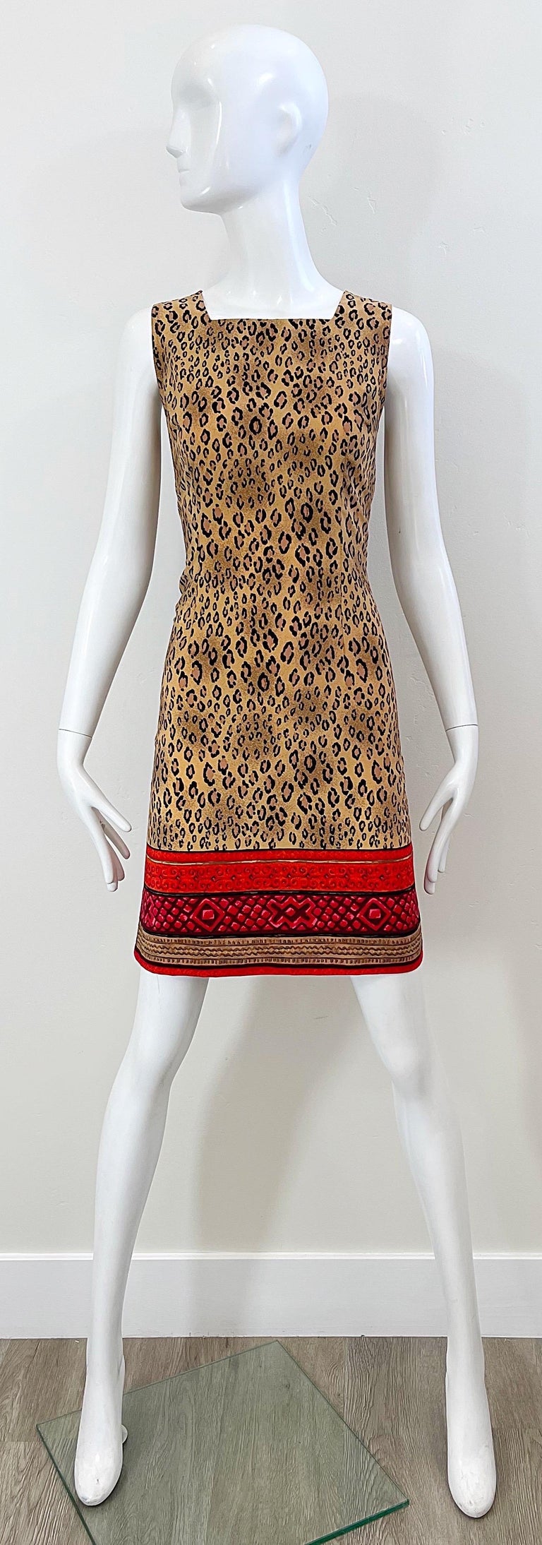 1990s Christian Lacroix Leopard Cheetah Animal Print Size 8 Vintage 90s Dress For Sale 10