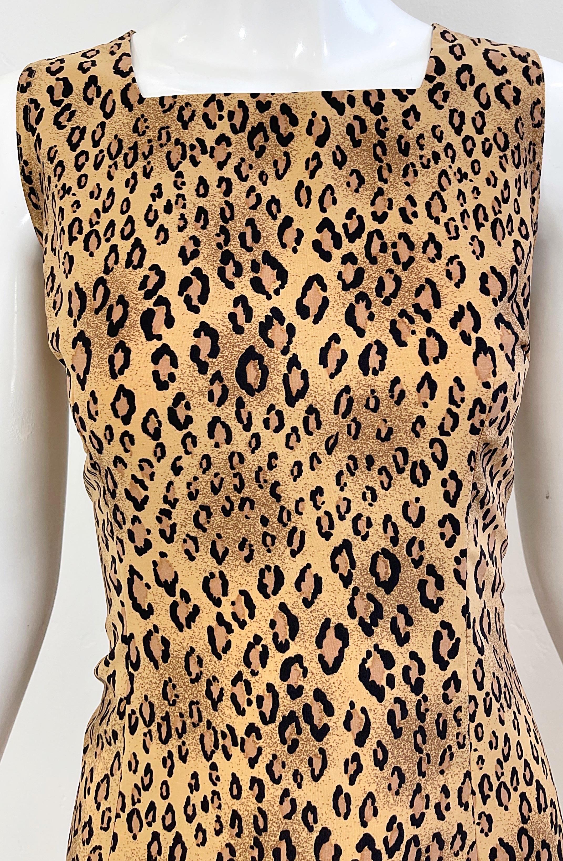 1990s Christian Lacroix Leopard Cheetah Animal Print Size 8 Vintage 90s Dress In Excellent Condition For Sale In San Diego, CA