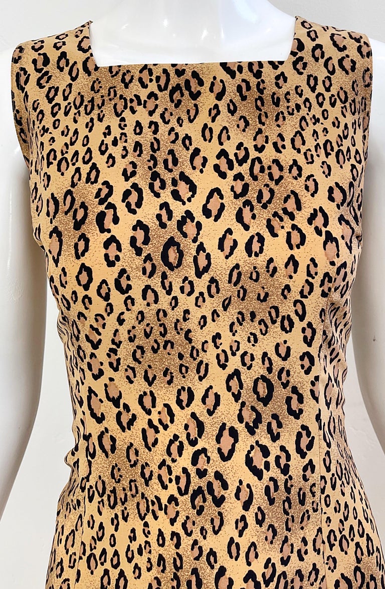 Women's 1990s Christian Lacroix Leopard Cheetah Animal Print Size 8 Vintage 90s Dress For Sale