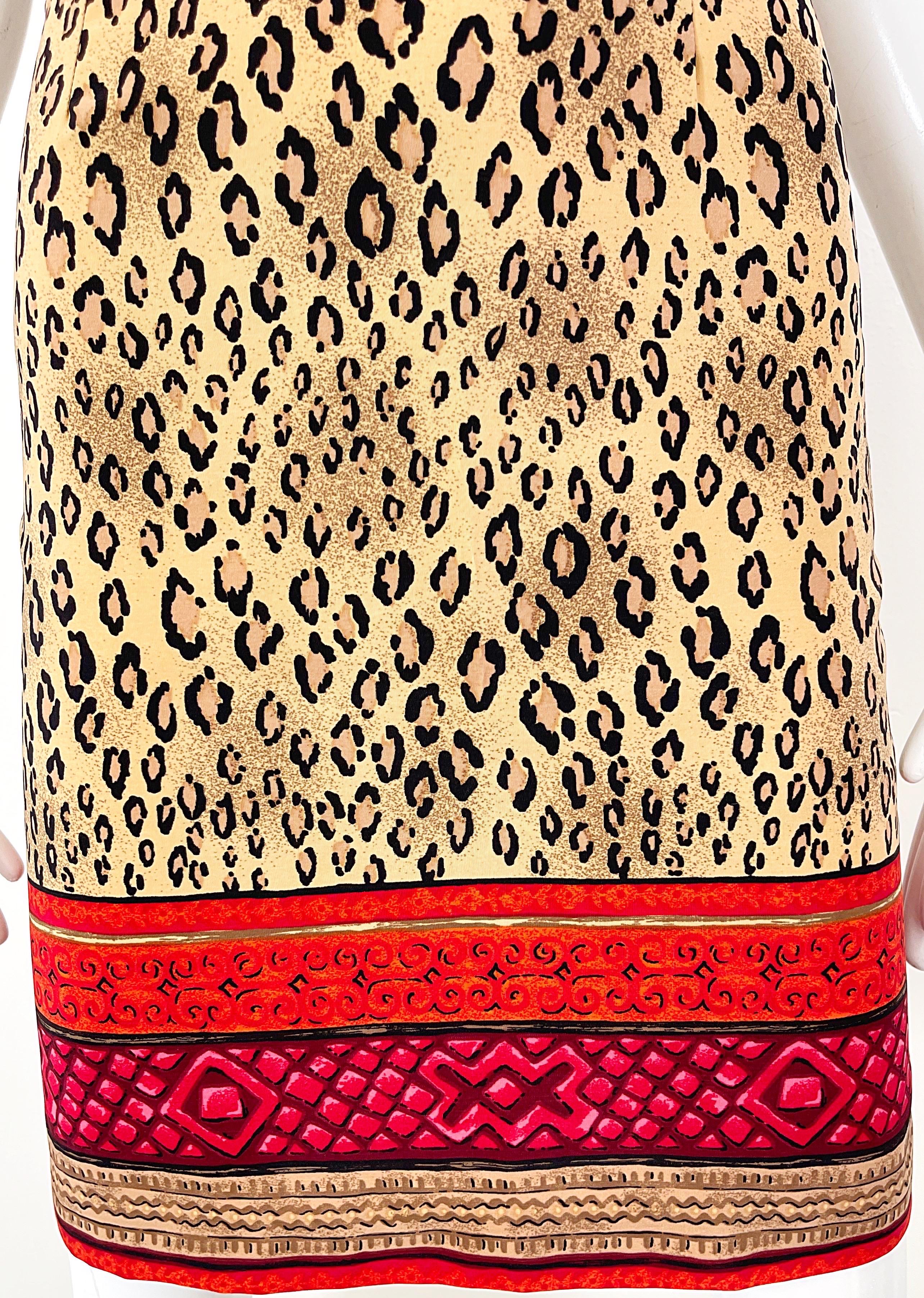 Women's 1990s Christian Lacroix Leopard Cheetah Animal Print Size 8 Vintage 90s Dress For Sale
