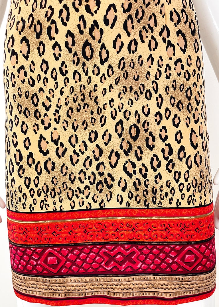 1990s Christian Lacroix Leopard Cheetah Animal Print Size 8 Vintage 90s Dress For Sale 1
