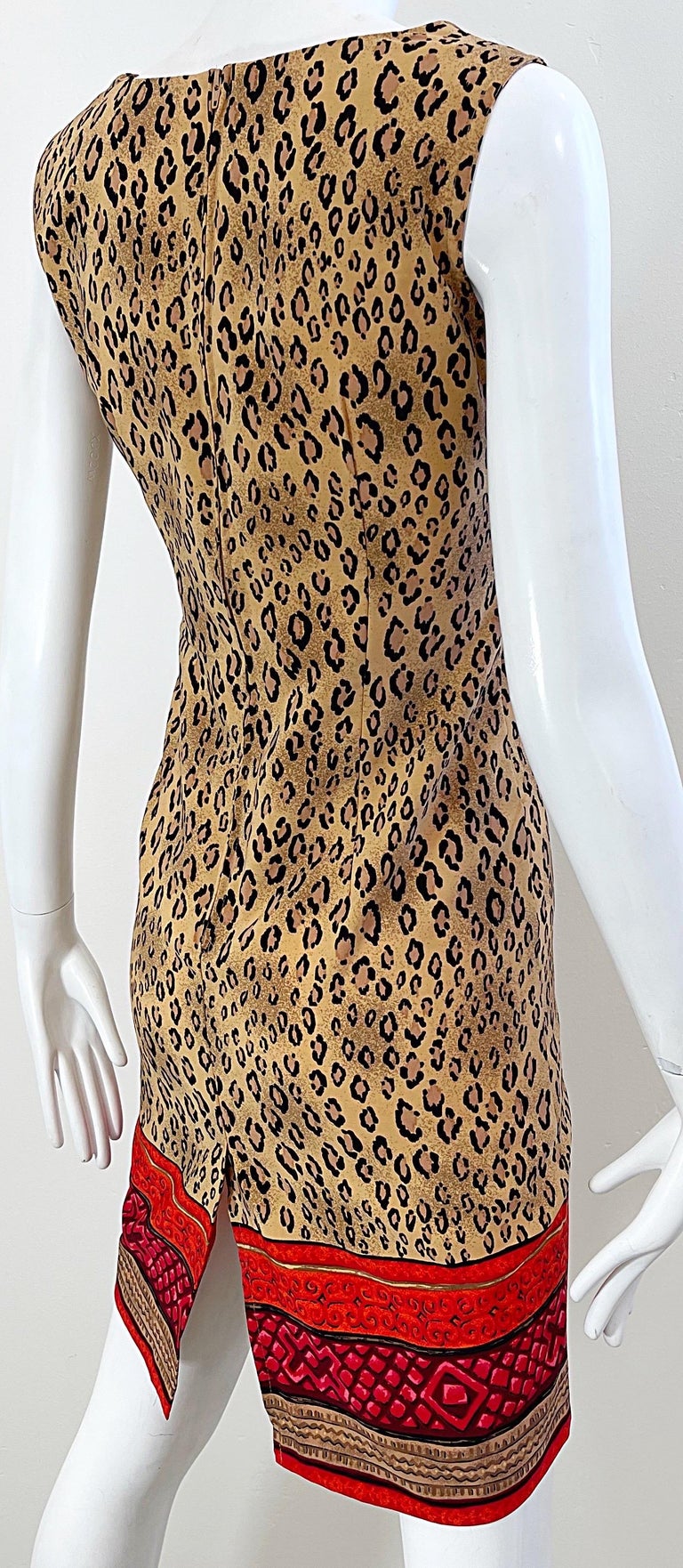 1990s Christian Lacroix Leopard Cheetah Animal Print Size 8 Vintage 90s Dress For Sale 2