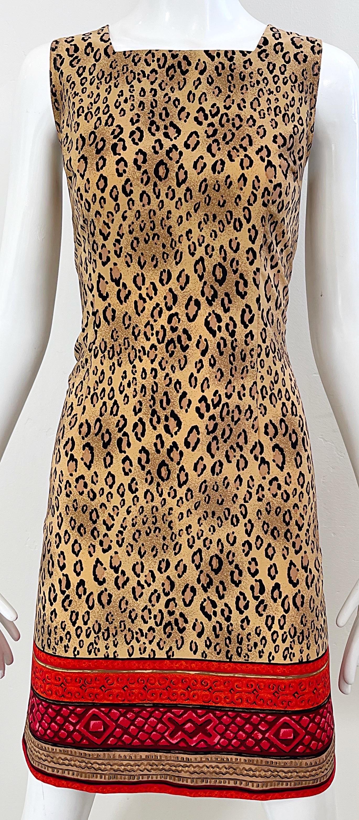 1990s Christian Lacroix Leopard Cheetah Animal Print Size 8 Vintage 90s Dress For Sale 2