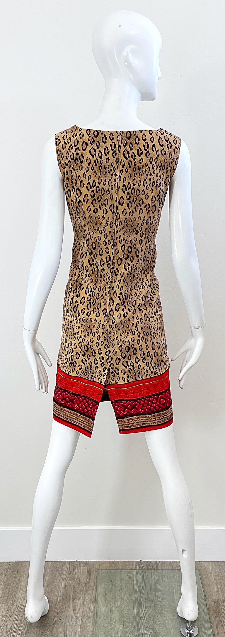 1990s Christian Lacroix Leopard Cheetah Animal Print Size 8 Vintage 90s Dress For Sale 4