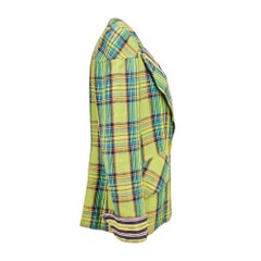 1990s Christian Lacroix Lime Green Tartan Jacket