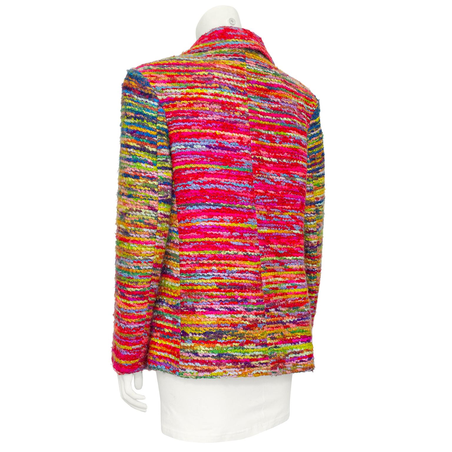 Beige 1990s Christian Lacroix Multi Color Variegated Boucle Jacket For Sale