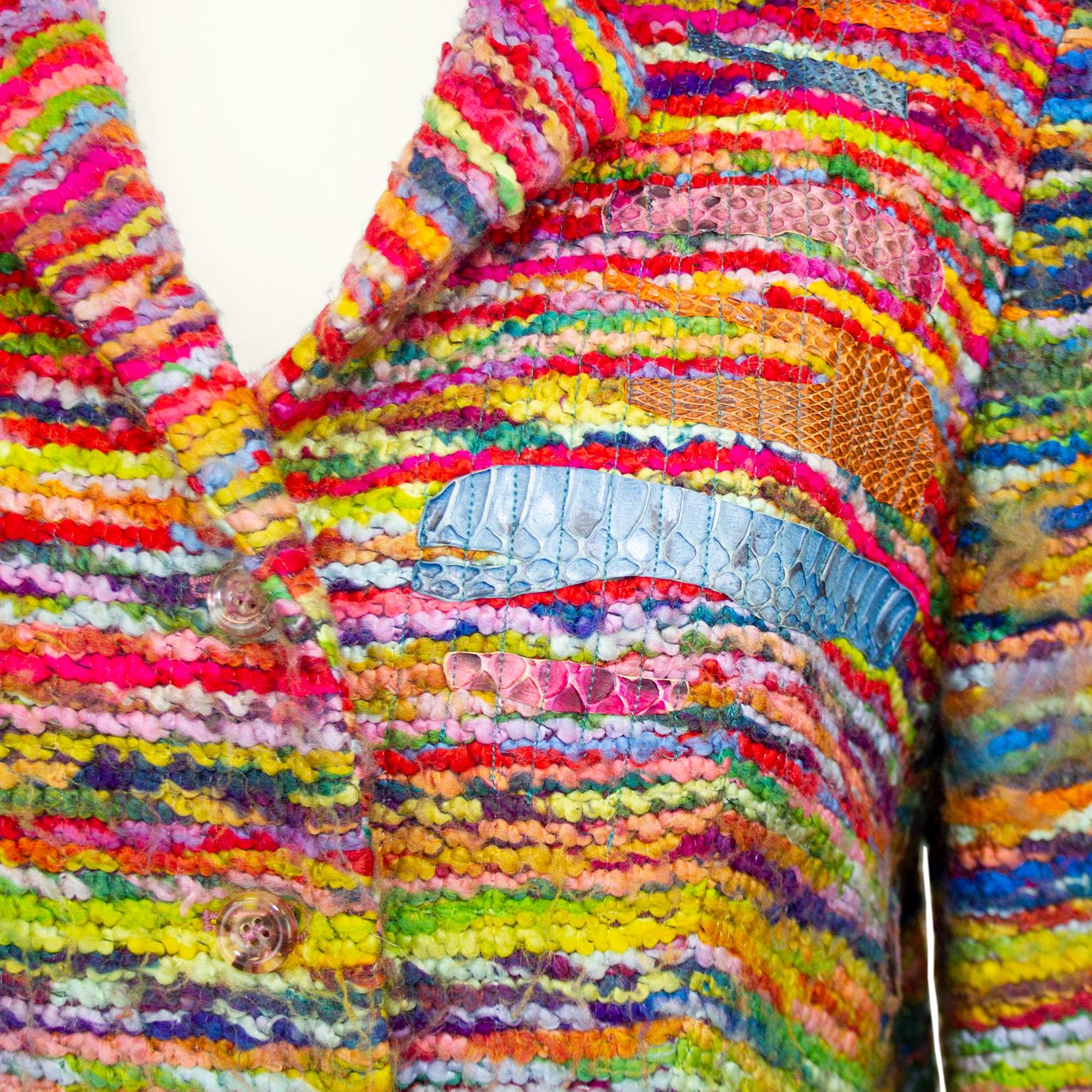 1990s Christian Lacroix Multi Color Variegated Boucle Jacket In Good Condition For Sale In Toronto, Ontario