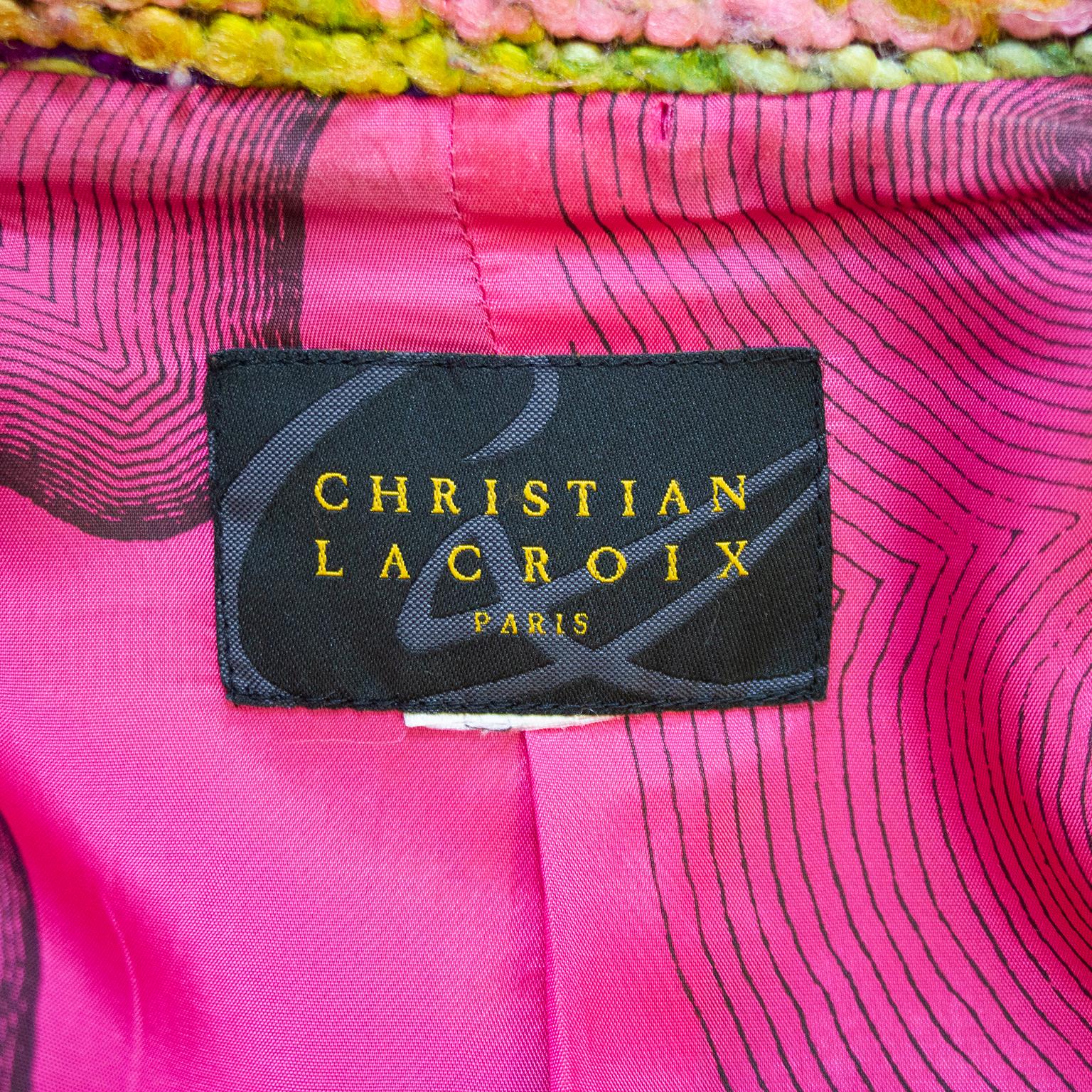 1990s Christian Lacroix Multi Color Variegated Boucle Jacket For Sale 1