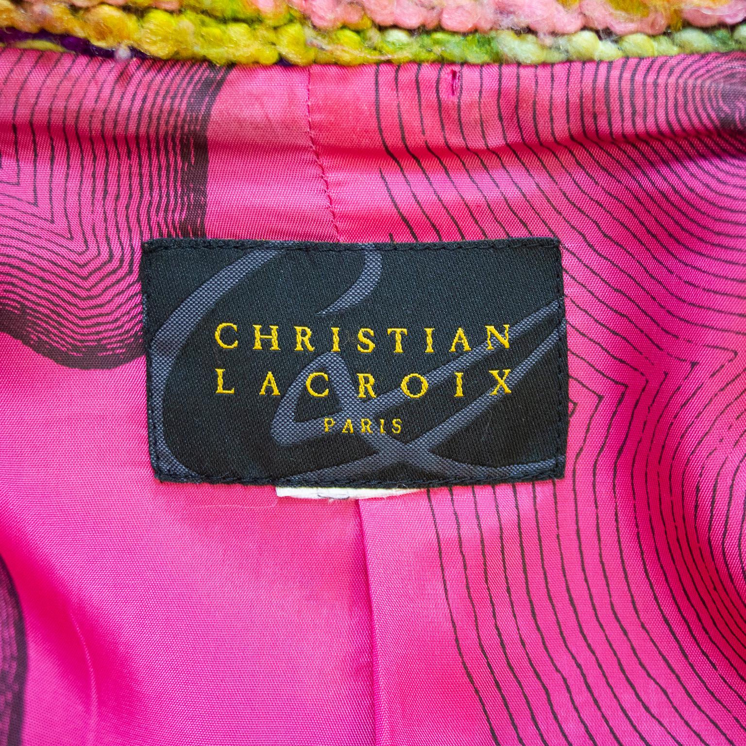 Giacca Christian Lacroix anni '90 in bouclè variegato multicolore in vendita 1