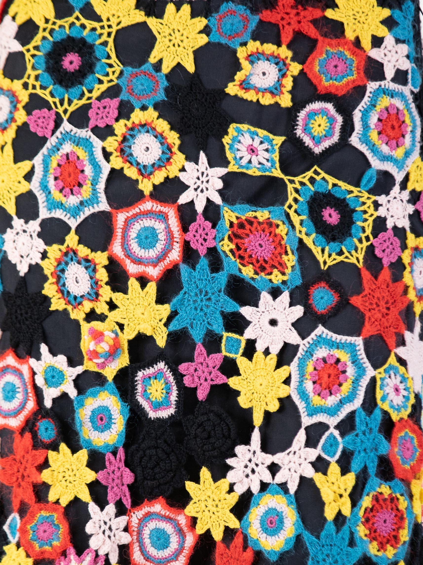 1990S CHRISTIAN LACROIX Multicolor Silk & Wool Crochet Skirt For Sale 3