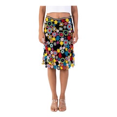 1990S CHRISTIAN LACROIX Multicolor Silk & Wool Crochet Skirt