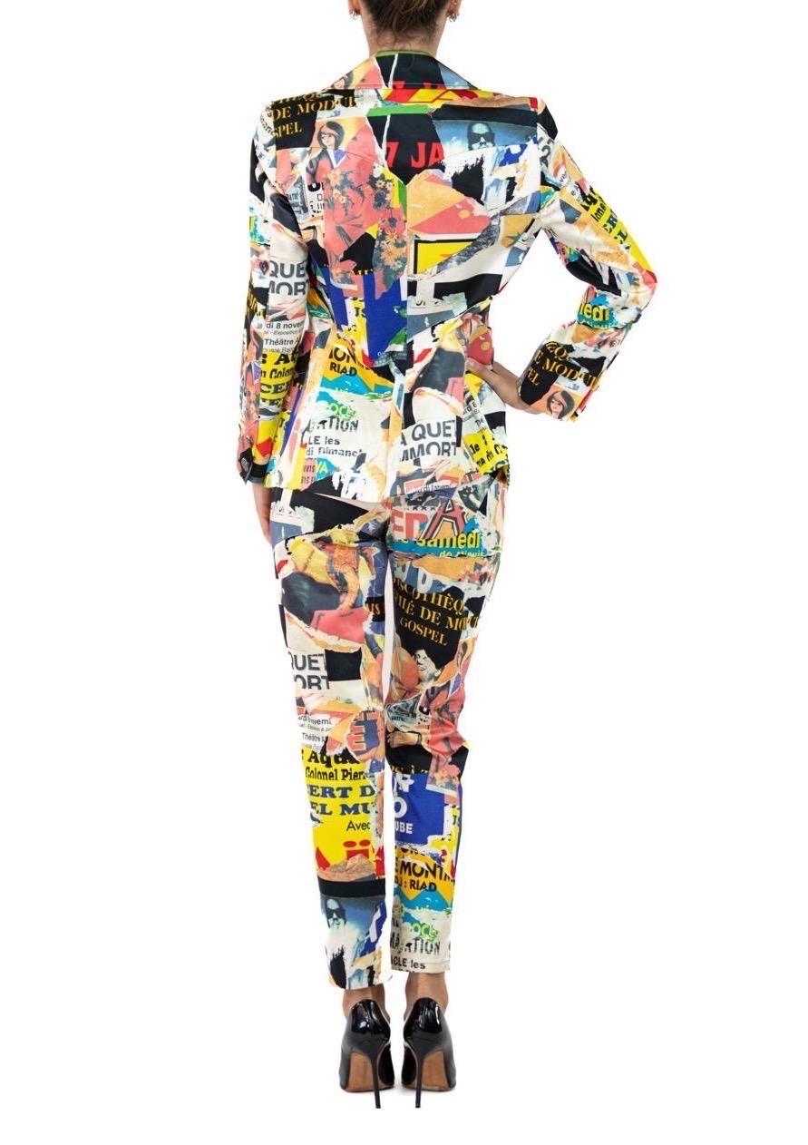 1990S Christian Lacroix Multicolored Rayon French Collage Pant & Jacket Ensemble For Sale 4