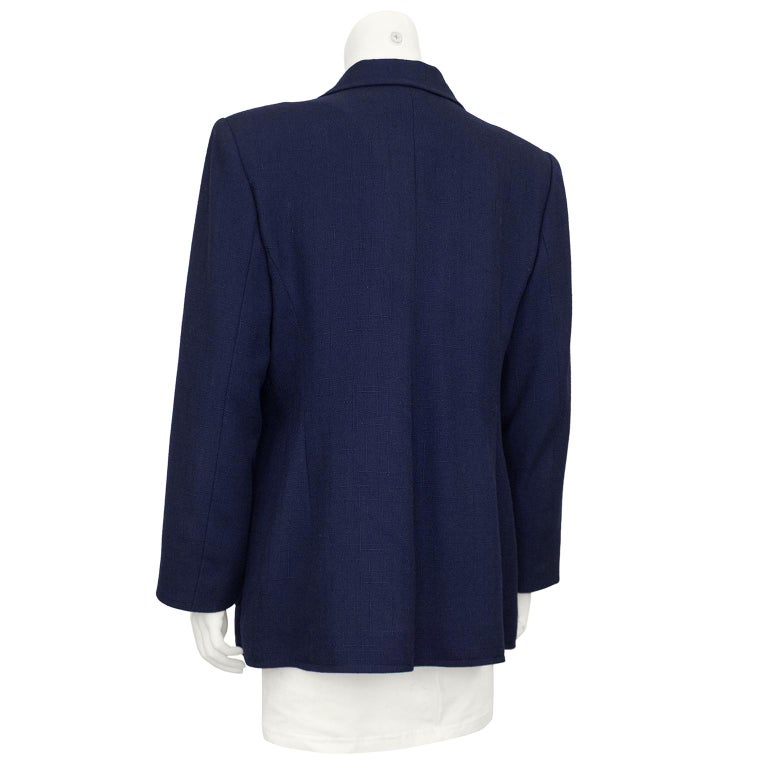 1990s Christian Lacroix Navy Blue Double Breasted Blazer with Crest For ...