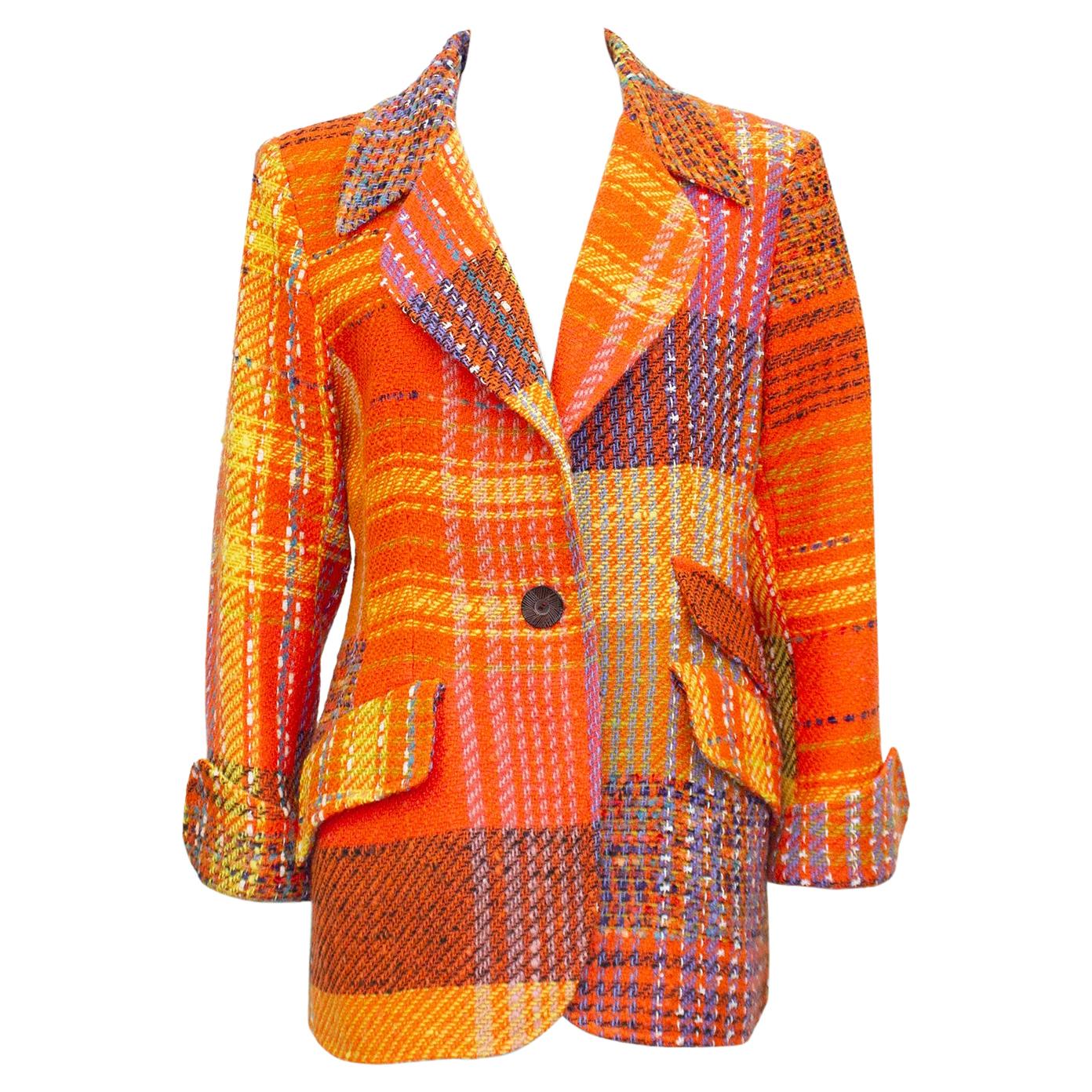 1990s Christian Lacroix Orange Tweed Blazer