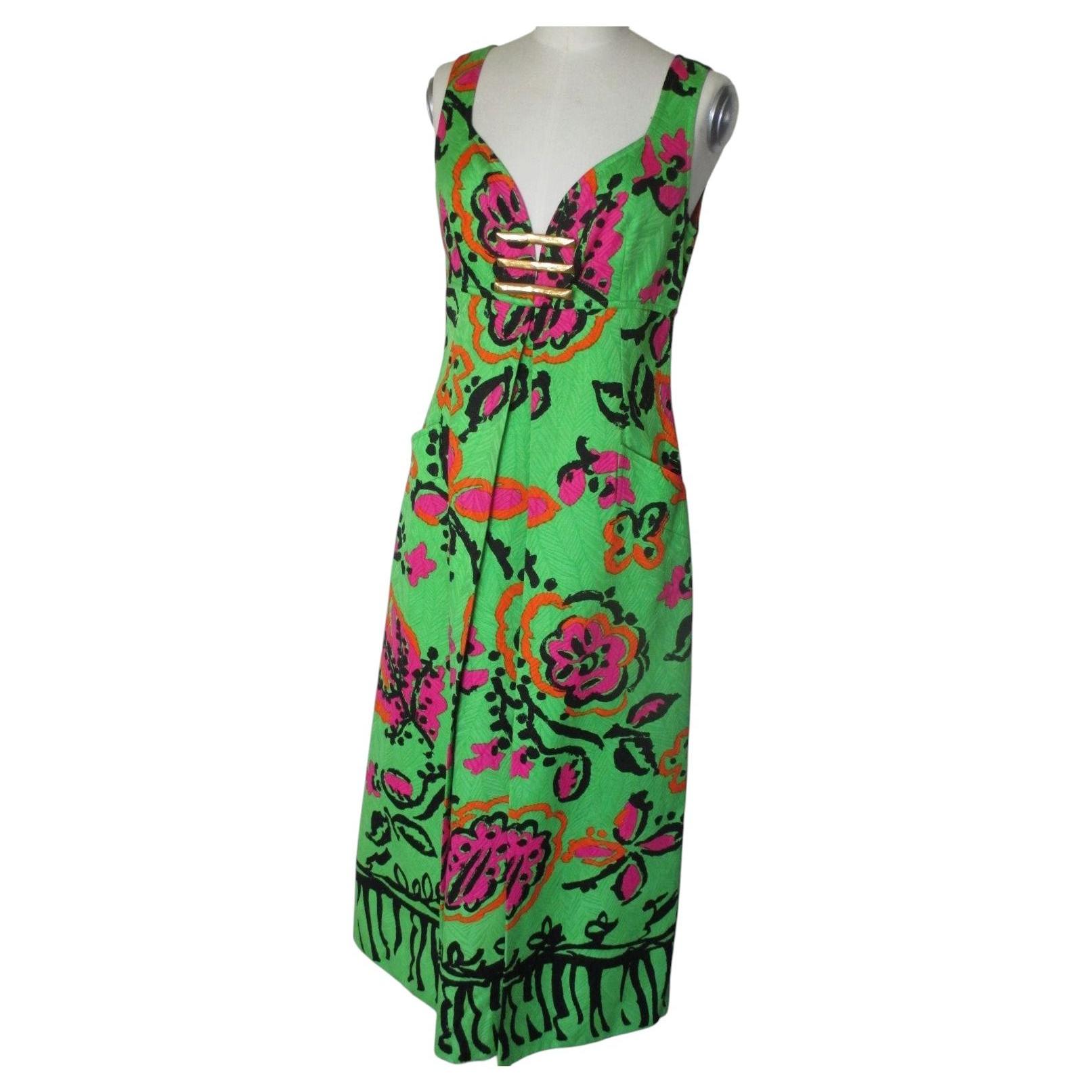 1990's Christian Lacroix Paris Floral Cocktail Summer Gown Dress