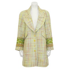 1990s Christian Lacroix Pastel Green Long Tweed Jacket and Skirt Ensemble