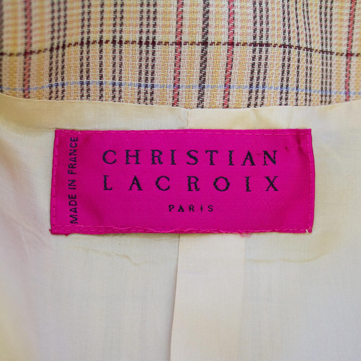 Tailleur jupe à rayures pêche Christian Lacroix des années 1990 en vente 1
